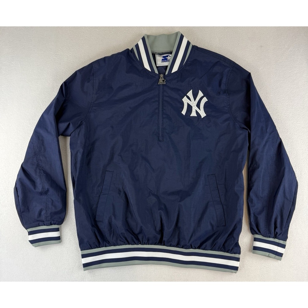 Vintage Starter‎ NY Yankees 1/4 Zip windbreaker Jacket Embroidered Size XL